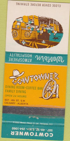 Matchbook Cover - Cowtowner Calgary AB 30 Strike