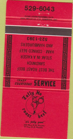 Matchbook Cover - Tally Ho Roast Beef Hamilton ON 30 Strike