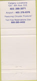 Matchbook Cover - Holida Rent A Car Calgary AB Chrysler rental 30 Strike