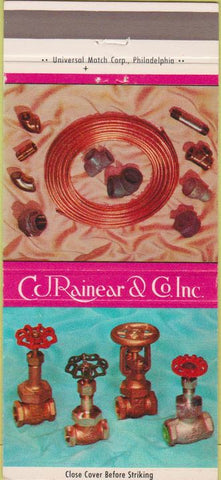 Matchbook Cover - CJ Rainear  and  CO Philadelphia PA valves 30 Strike