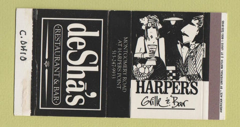 Matchbox - Harper's Grill Bar DeSha's Restaurant Cincinnati OH WRITING