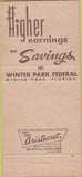 Matchbook Cover - Winter Park Federal Savings FL 30 Strike