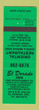 Matchbook Cover - El Dorado Inn El Dorado AR Chinese Restaurant