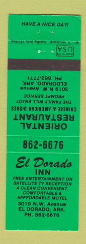 Matchbook Cover - El Dorado Inn El Dorado AR Chinese Restaurant