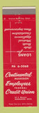 Matchbook Cover - Continental Muskegon Employees Credit Union Muskegon MI