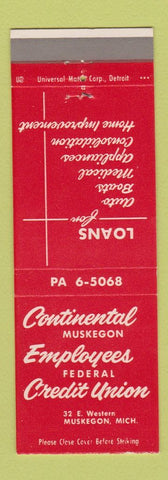 Matchbook Cover - Continental Muskegon Employees Credit Union Muskegon MI