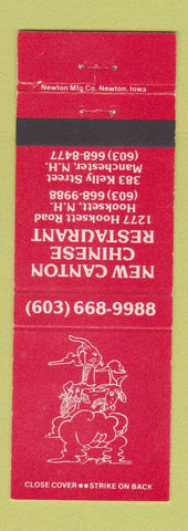 Matchbook Cover - New Canton Chinese Restaurant Hooksett NH Manchester