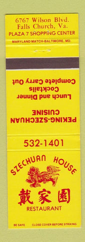 Matchbook Cover - Szechuan House Chinese Restaurant Falls Church VA