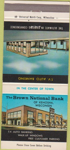 Matchbook Cover - Brown National Bank Kenosha WI 30 Strike