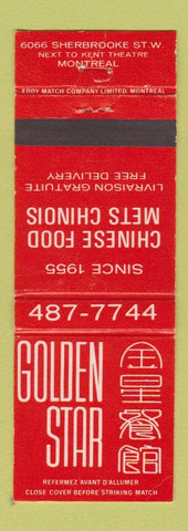 Matchbook Cover - Golden Star Chinese Restaurant Montreal QC
