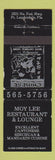 Matchbook Cover - Moy Lee Chinese Restaurant Fort Lauderdale FL