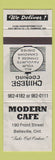 Matchbook Cover - Modern Cafe Belleville ON Chinese
