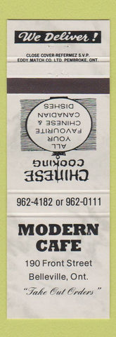 Matchbook Cover - Modern Cafe Belleville ON Chinese
