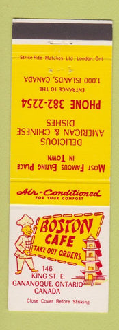 Matchbook Cover - Boston Cafe Chinese Gananoque ON