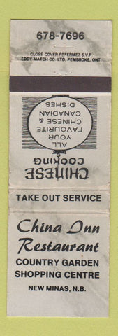 Matchbook Cover - China Inn Chinese Restaurant New Minas NB WORN