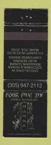 Matchbook Cover - Four Five Six Chinese Restaurant Miami FL WEAR