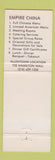 Matchbook Cover - Empire China Restaurant Chinese Wilkes Barre PA