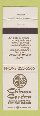 Matchbook Cover - Chinese Gardens Chinese Restaurant Portland OR