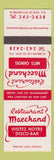 Matchbook Cover - Restaurant Macchand Chinese St Jean QC