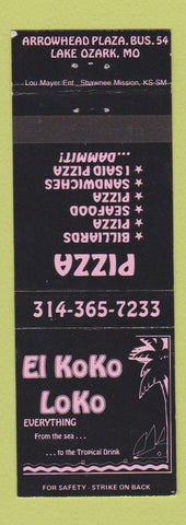 Matchbook Cover - El Koko Loko Pizza billiards Lake Ozark MO