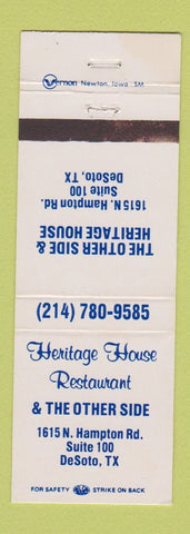 Matchbook Cover - Heritage House Restaurant DeSoto TX
