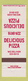 Matchbook Cover - Delicious Pizza