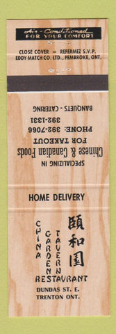 Matchbook Cover - China Garden Tavern Restaurant Trenton ON
