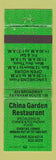 Matchbook Cover - China Garden Restaurant Chinese Raynham MA WEAR