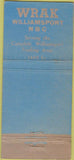 Matchbook Cover - WRAK Radio NBC Williamsport PA 30 Stick