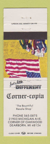 Matchbook Cover - Corner Copia Resale Shop Dearborn MI