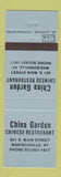 Matchbook Cover - China Garden Chinese Restaurant Madisonville KY