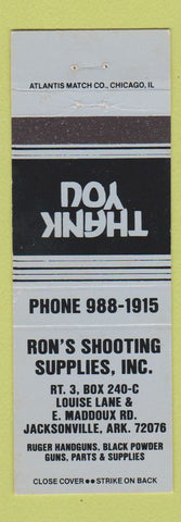 Matchbook Cover - Ron's Shooting Supply Jacksonville AR guns BLUE