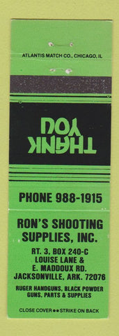 Matchbook Cover - Ron's Shooting Supply Jacksonville AR guns GREEN