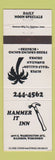 Matchbook Cover - Hammer It Inn Madison WI WHITE