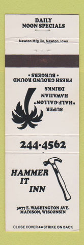 Matchbook Cover - Hammer It Inn Madison WI WHITE