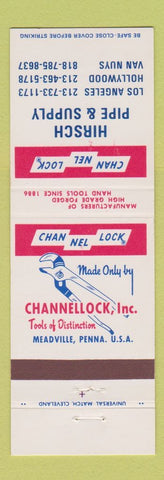 Matchbook Cover - Channel Lock Tools Hirsch Pipe Supply Los Angeles Van Nuys CA
