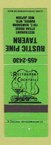 Matchbook Cover - Rustic Pine Tavern Dubois WY GREEN