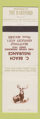 Matchbook Cover - Hartford Insurance C Beach Beattyville KY