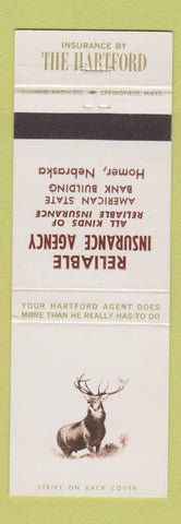 Matchbook Cover - Hartford Insurance Reliable Homer NE