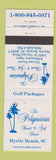 Matchbook Cover - Polynesian Beach Golf Resort Myrtle Beach SC