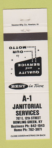 Matchbook Cover - A1 Janitorial Service Bowling Green KY WHITE