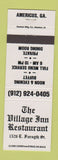 Matchbook Cover - Village Inn Restaurant Americus GA WHITE