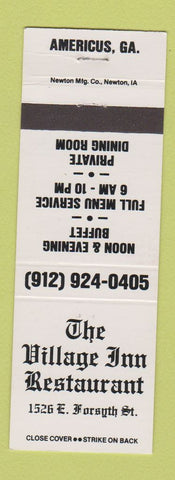 Matchbook Cover - Village Inn Restaurant Americus GA WHITE