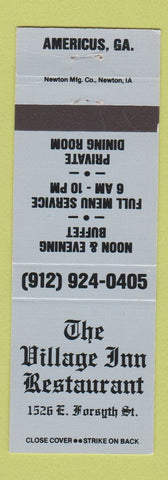 Matchbook Cover - Village Inn Restaurant Americus GA BLUE