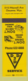 Matchbook Cover - 3D Service Cheyenne WY YELLOW