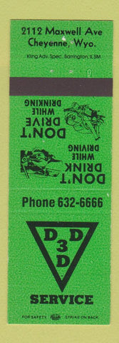 Matchbook Cover - 3D Service Cheyenne WY GREEN