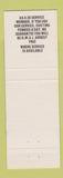 Matchbook Cover - 3D Service Cheyenne WY GREEN