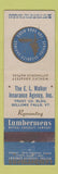 Matchbook Cover - Lumbermens Insurance EL Walker Bellows Falls VT