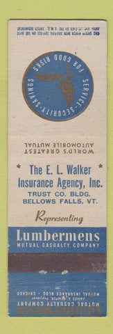 Matchbook Cover - Lumbermens Insurance EL Walker Bellows Falls VT