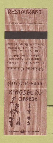 Matchbook Cover - Kingsburg Chinese Restaurant Boynton Beach FL